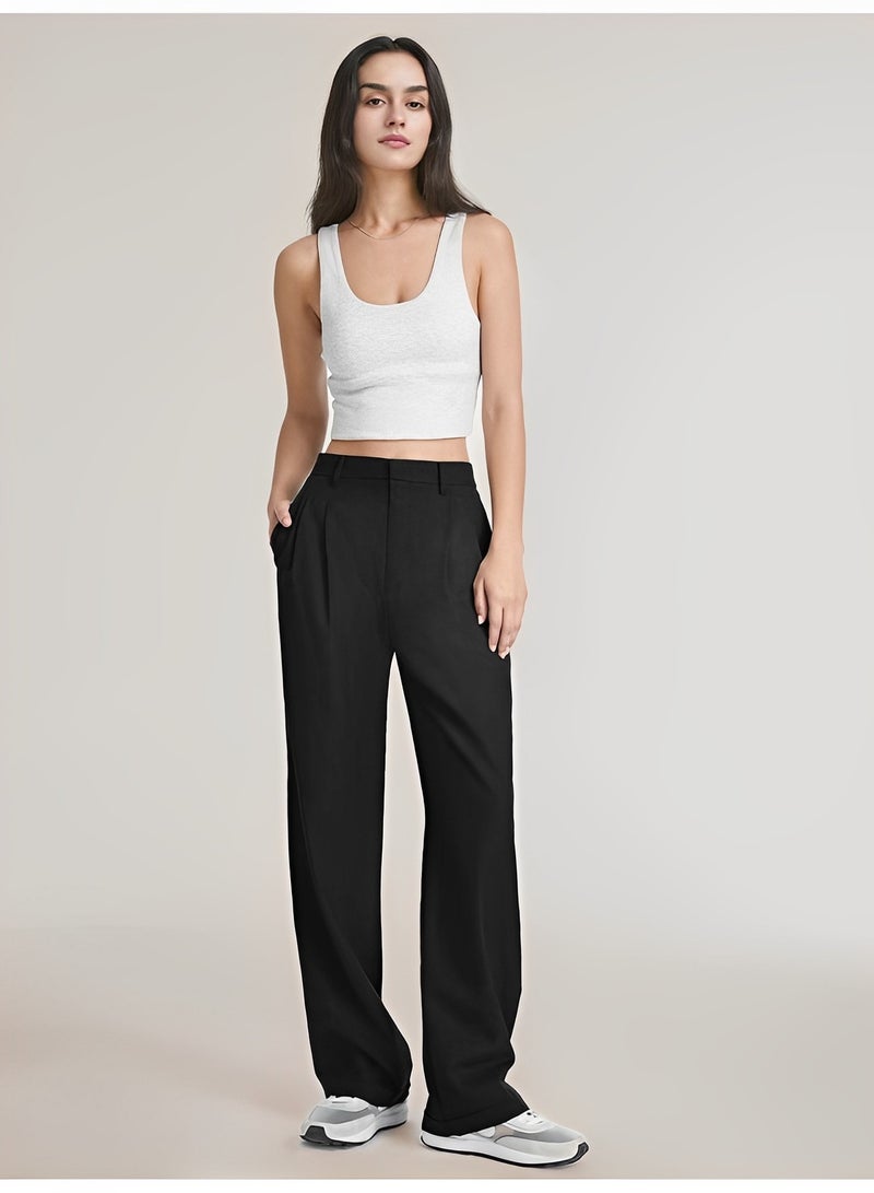 REOCLE Women's Wide Leg Pants High Waisted Business Casual Summer Dress Pants Palazzo Long Work Trousers with Pockets  - Image 2