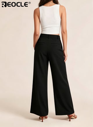 Women's Wide Leg Pants High Waisted Business Casual Summer Dress Pants Palazzo Long Work Trousers with Pockets - view 2