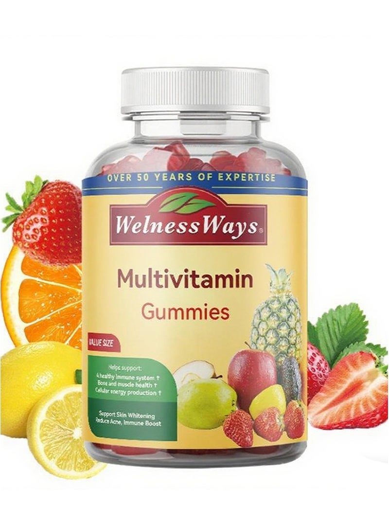 WelnessWays Multivitamin Gummies for Adults - Multivitamin Gummy with B12 Biotin - Gelatin-Free Gummy Multivitamins for Men & Women - Vitamin Gummies with Zinc & Vitamin D - Non-GMO Gluten-Free - Image 1