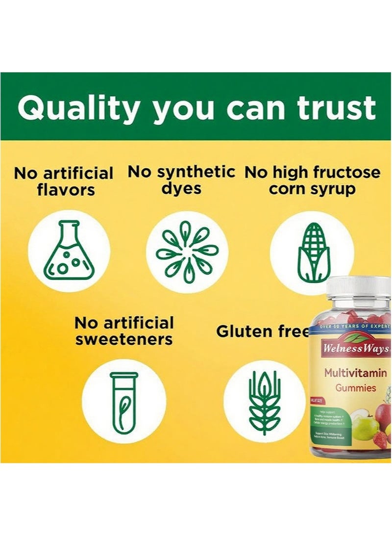 WelnessWays Multivitamin Gummies for Adults - Multivitamin Gummy with B12 Biotin - Gelatin-Free Gummy Multivitamins for Men & Women - Vitamin Gummies with Zinc & Vitamin D - Non-GMO Gluten-Free - Image 3
