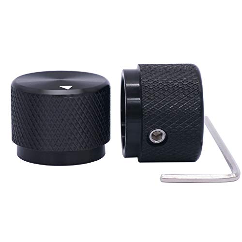Taiss 2pcs Black Aluminum Rotary Electronic Control Potentiometer Knob For 6 mm Diameter Shaft, Volume Control, Audio, Guitar, Switch, 20mm x 15.5mm - Image 1