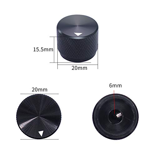 Taiss 2pcs Black Aluminum Rotary Electronic Control Potentiometer Knob For 6 mm Diameter Shaft, Volume Control, Audio, Guitar, Switch, 20mm x 15.5mm - Image 3