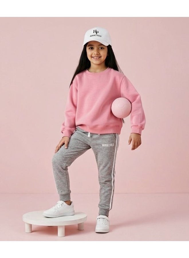 Horse Polo Sweatshirt Kids Plain,pink - Image 1
