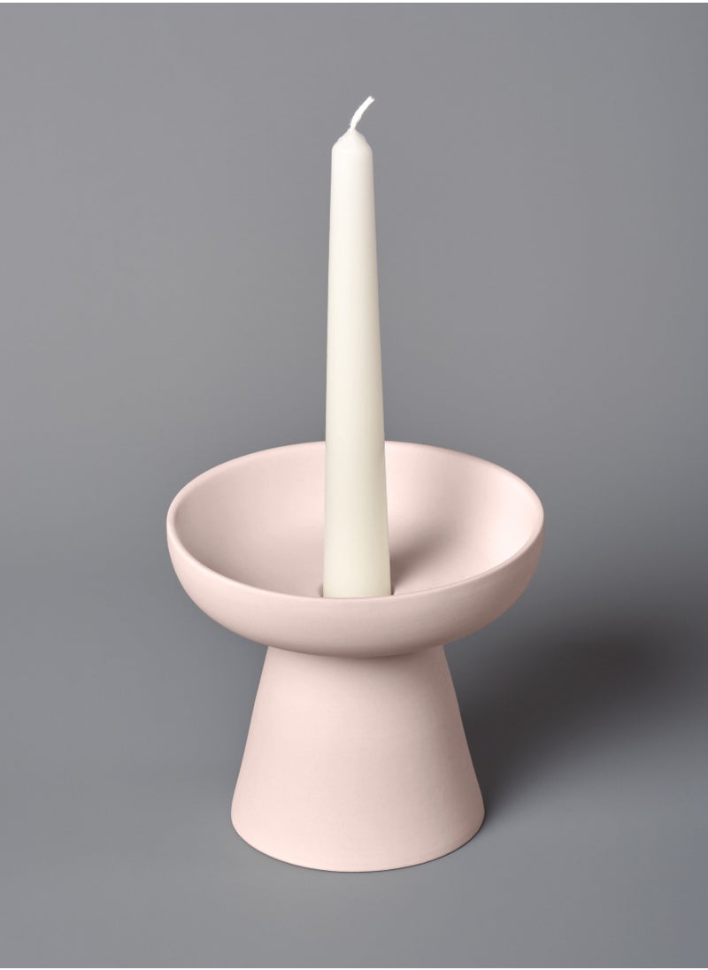 Aery Living Medium Porcini Pillar and Taper Soft Pink Matte Ceramic Candle Holder  - Image 2