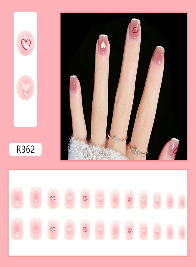 Vezocim Press on Nails Coffin Shape, Stick on Finger Nails with Designs, 24Pcs Full Cover Reusable False Nails Kits, Glue on Nails Short Square, Artificial Fingernails Acrylic Fake Nails for Women（R362） - Image 2