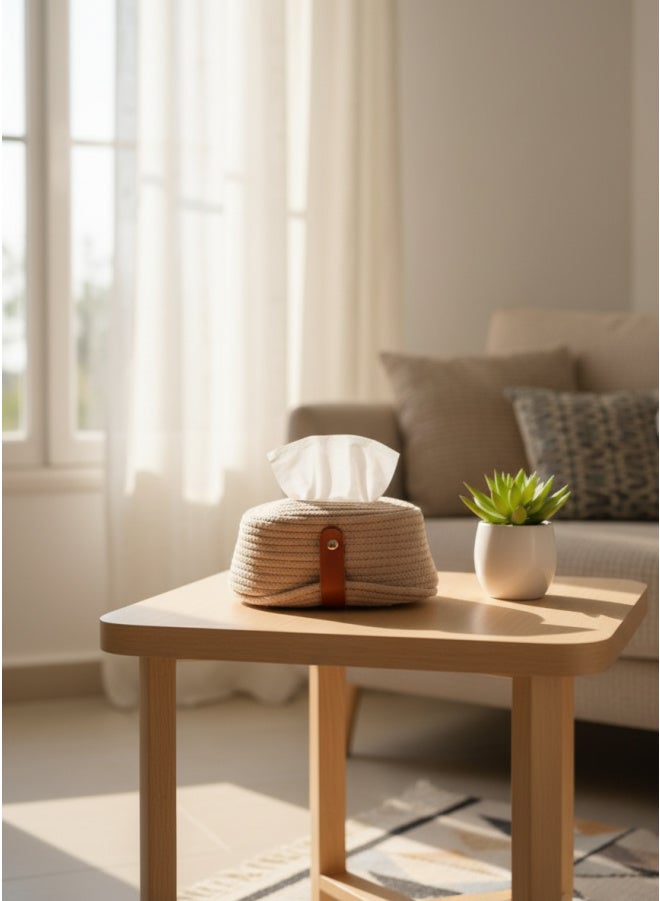 كذا هوم كاسا هوم غطاء علبة مناديل حبل منسوج ديكور بوهيمي عصري يناسب العلب القياسية مصر - Image 1