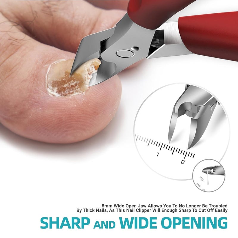 RONAVO Precision Toenail Clippers for Thick or Ingrown Toenails Podiatrist Professional Large Nail Clipper Grooming Tool  WMetal BoxToenail Scissors for SeniorsMensWomenRed - Image 2