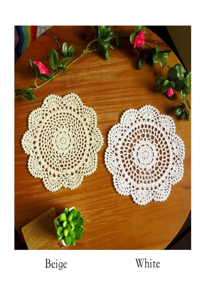 golo Cotton Handmade Crochet Lace Tablecloth White,Overlay,Round,16 Inch,40cm - Image 3