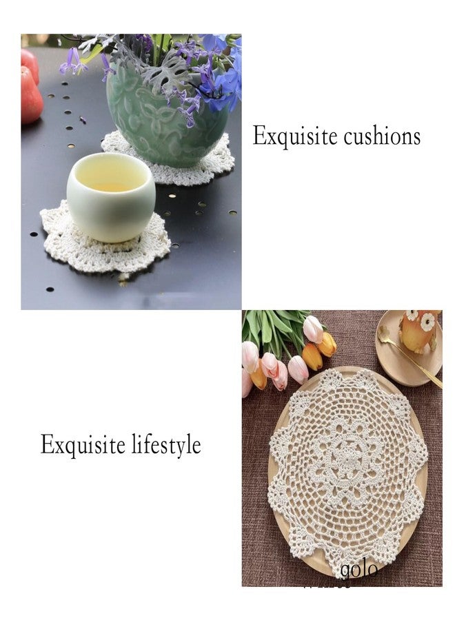 golo Cotton Handmade Crochet Lace Tablecloth White,Overlay,Round,16 Inch,40cm - Image 4