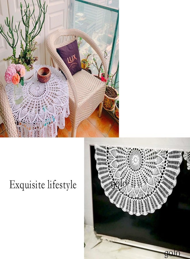 golo Cotton Handmade Crochet Lace Tablecloth White,Overlay,Round,16 Inch,40cm - Image 5