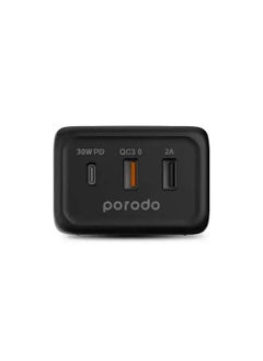porodo Desktop Charger Station, 3 USB Ports, 15W Wireless Fast Charging, Black  - Image 2