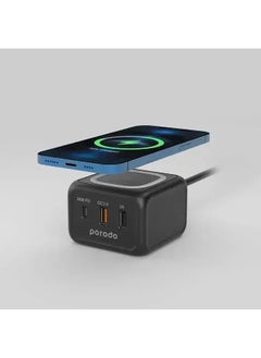 porodo Desktop Charger Station, 3 USB Ports, 15W Wireless Fast Charging, Black  - Image 4