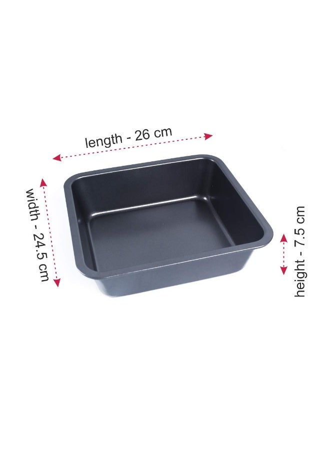 Alda Carbon Steel Deep Square Cake Tin with Non-Stick Coating, 26cm x 24.5cm x 7.5cm, Black - Image 3