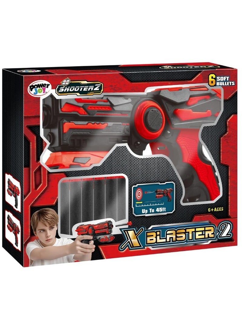 Power Joy بلاستر باور جوي شوتيرز X -2 مع 6 رصاصات فوم، قطعة متنوعة (قد يختلف اللون) | ألعاب أكشن | لعبة تفاعلية | بلاستر ألعاب | مسدس ألعاب يمكنه إطلاق النار لأكثر من 45 قدم! | هدية للأطفال والبالغين - Image 5