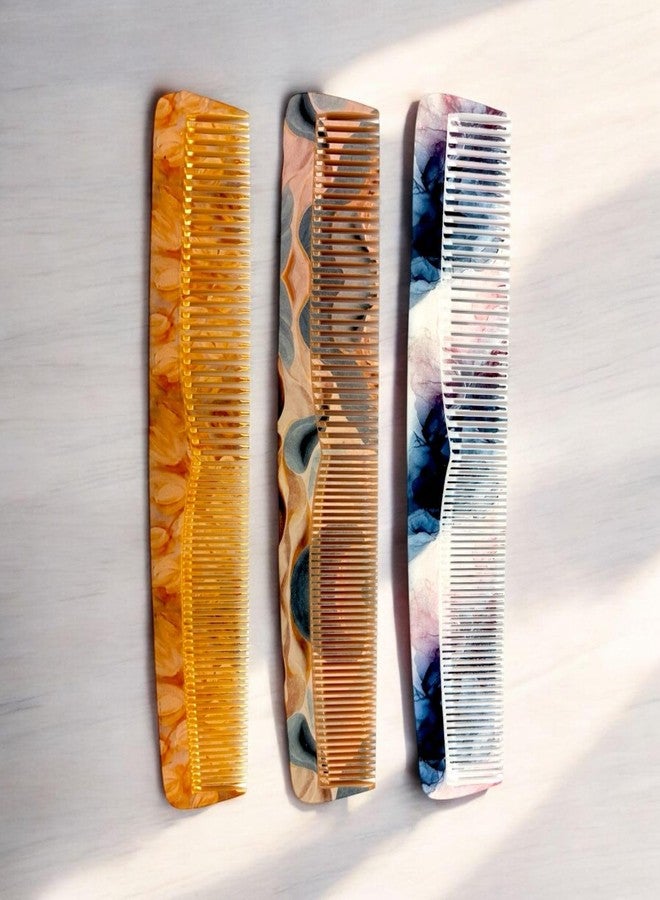 Abhaas Combs for Women and Men - Set of 4 Made with Virgin Raw Material with Smooth teeths Prevent Hair Tearing for Detangling, Hairstyling, Frizz Control for All Hair Types Graduated Comb Set - Image 5