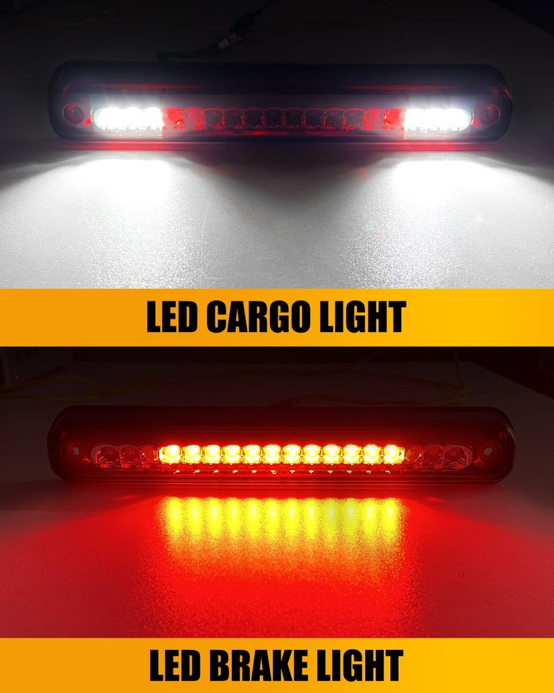 LESAUCE 2025 Upgraded 3rd Third Brake Light for 1988-1998 Chevy C1500/K1500/Silverado, High Mount Stop Light for GMC C1500/K1500, LED Cargo Light with Seal Gasket, Red/White Smoked Housing - Image 2