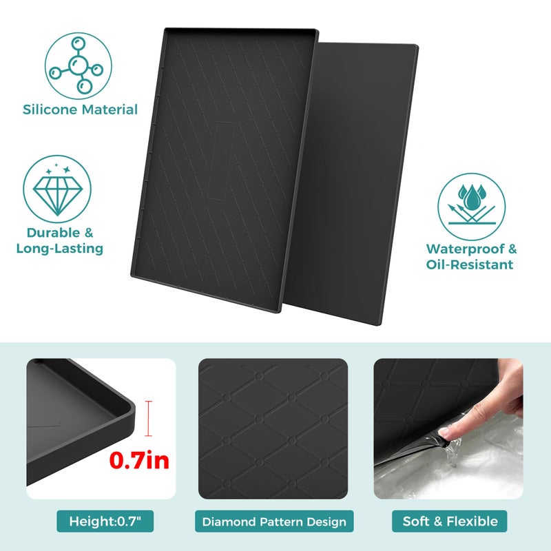 URMONA 34" x 22" Waterproof Silicone Mat in Multiple Sizes & Colors, Under Sink Mat for Kitchen & Bathroom, Pet Food Pad for Dogs & Cats, Kitchen Cabinet Liner, Multi-Purpose for Storage(Beige) - Image 2
