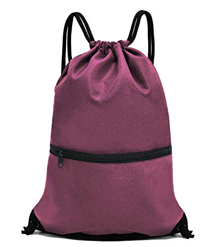 HOLYLUCK Drawstring Backpack Bag Sport Gym Sackpack (burgundy) - Image 1