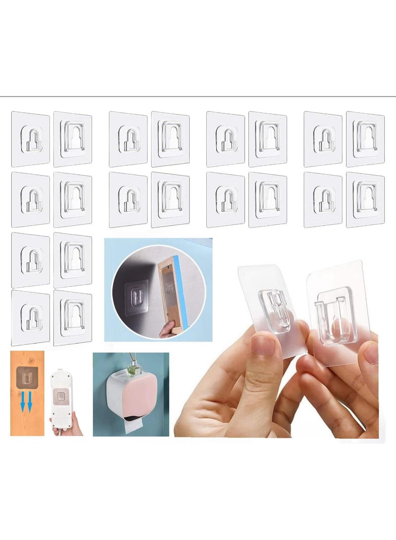 خطافات حائط لاصقة مزدوجة الجوانب، 10 أزواج، خطافات بدون درزات قابلة لإعادة الاستخدام ومقاومة للماء والزيت، خطاف حائط لاصق ذاتي التحمل للمطبخ والحمام والمكتب، بدون ثقب - Image 1