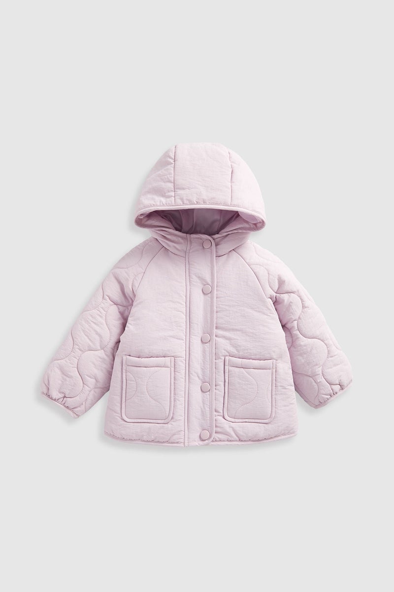 mothercare Lilac Quilted Sleeve Coat - Image 1