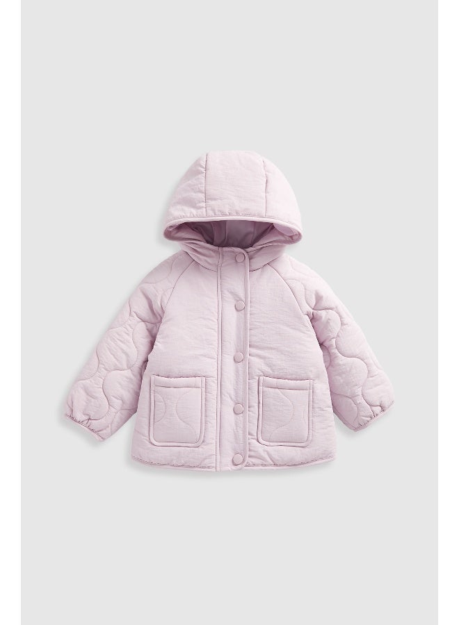 mothercare Lilac Quilted Sleeve Coat - Image 2