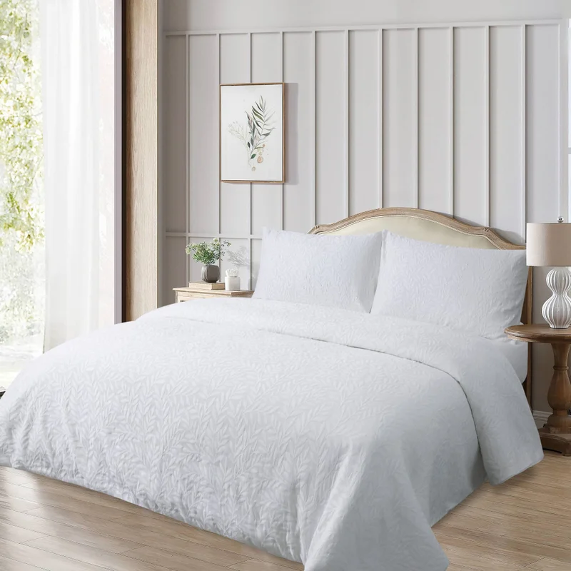 يسكن JUNIPER JACQUARD 4PC DUVET COVER SET - WHITE