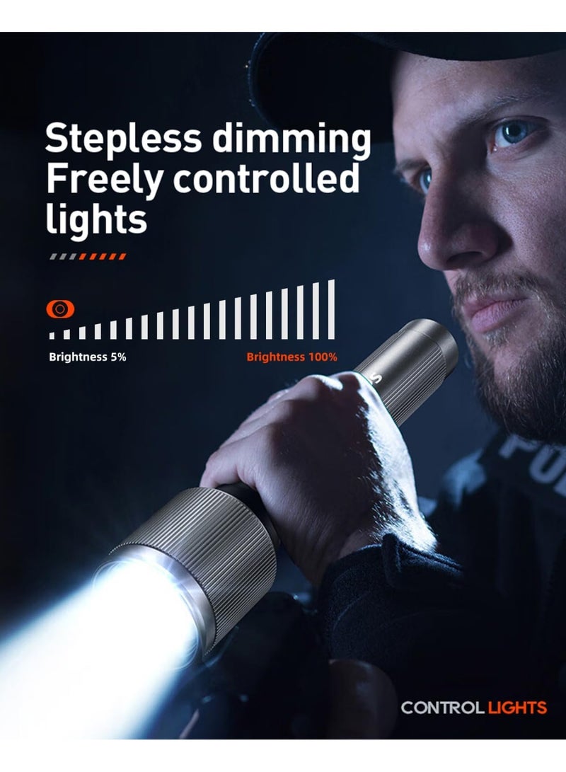 Philips 24W Rechargeable LED Torch Light (3 Pack) | 1100 Lumens Brightness | 950M Beam Range | Zoomable Focus | 3000mAh Battery | 5 Lighting Modes (High, Low, Dimming, Strobe, SOS) | Stepless Dimming | Water & Drop Resistant Alloy Body | Portable Flashlight for Home, Camping & Emergency Use grey - Image 5