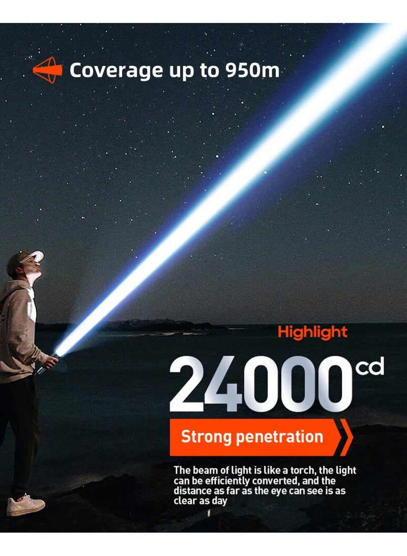 Philips 24W Rechargeable LED Torch Light (3 Pack) | 1100 Lumens Brightness | 950M Beam Range | Zoomable Focus | 3000mAh Battery | 5 Lighting Modes (High, Low, Dimming, Strobe, SOS) | Stepless Dimming | Water & Drop Resistant Alloy Body | Portable Flashlight for Home, Camping & Emergency Use grey - Image 3