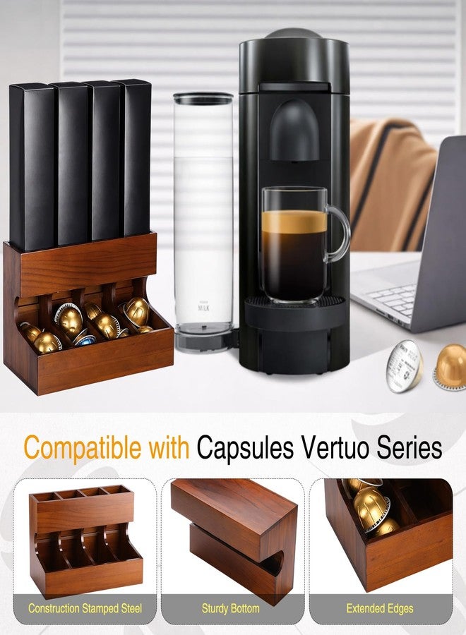 BrightRow Wooden Coffee Pod Dispenser Compatible with Nespresso Vertuo Capsules Freestanding Countertop Rack Coffee Capsule Organizer for Home Office Kitchen Counters (4 Columns) - Image 3
