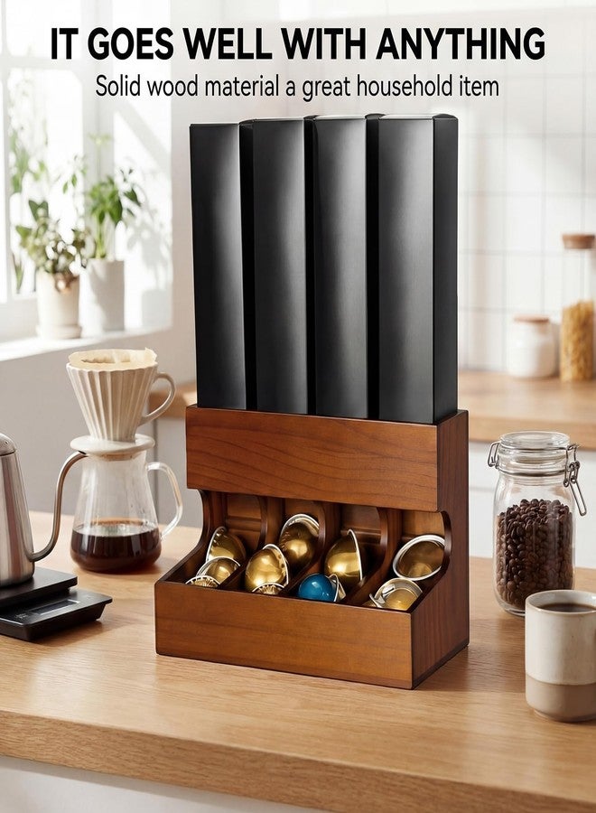 BrightRow Wooden Coffee Pod Dispenser Compatible with Nespresso Vertuo Capsules Freestanding Countertop Rack Coffee Capsule Organizer for Home Office Kitchen Counters (4 Columns) - Image 5