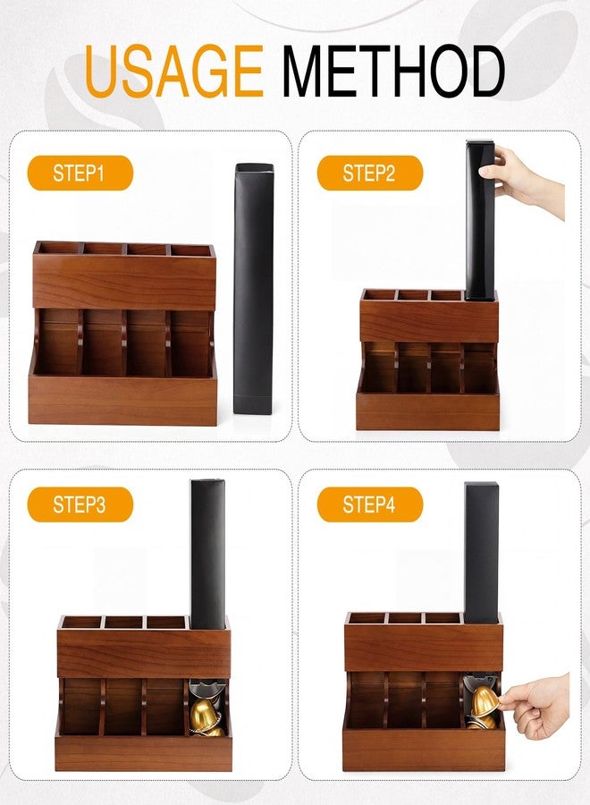 BrightRow Wooden Coffee Pod Dispenser Compatible with Nespresso Vertuo Capsules Freestanding Countertop Rack Coffee Capsule Organizer for Home Office Kitchen Counters (4 Columns) - Image 4