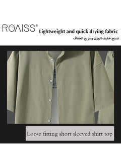 roaiss 2-Piece Men'S Shirt Set Casual Loose Fitting Short Sleeved Shirt Top Wide-Leg Shorts With Elasticated Drawstring Waist  - Image 4