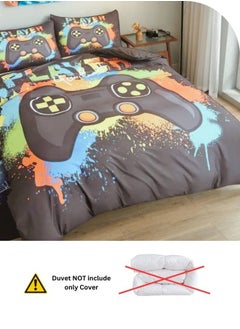 LUNA Home Single size 4 piece bedding set with duvet cover 3D Dark Grey color.  - Image 5