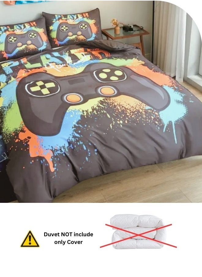 LUNA Home Single size 4 piece bedding set with duvet cover 3D Dark Grey color.  - Image 5
