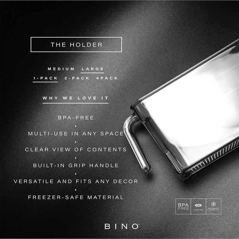 BINO | Clear Storage Organizer | THE HOLDER COLLECTION | Clear Containers for Organizing with Built-in Handles | Pantry Organization and Storage | Fridge Organizer | Smart Storage Bin Cabinet | Large - Image 2