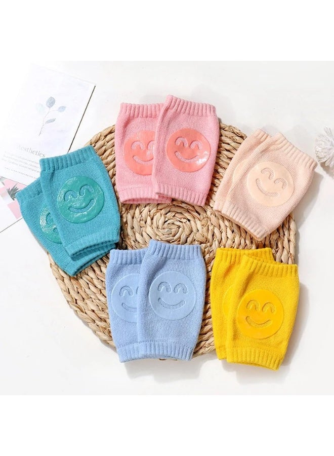 Daytoyz Light Blue Knee Pads with Happy Faces for Infant Crawling - Image 5