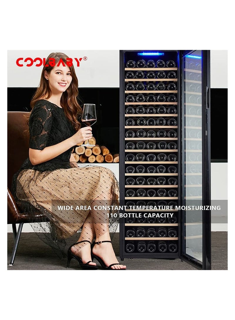 Cool Baby 110 Bottle Electronic Thermostatic Wine Storage Cabinet Mini Beverage Wine Cooler Refrigerator For Home Bar Office Energy Efficient and Super Quiet - Image 3