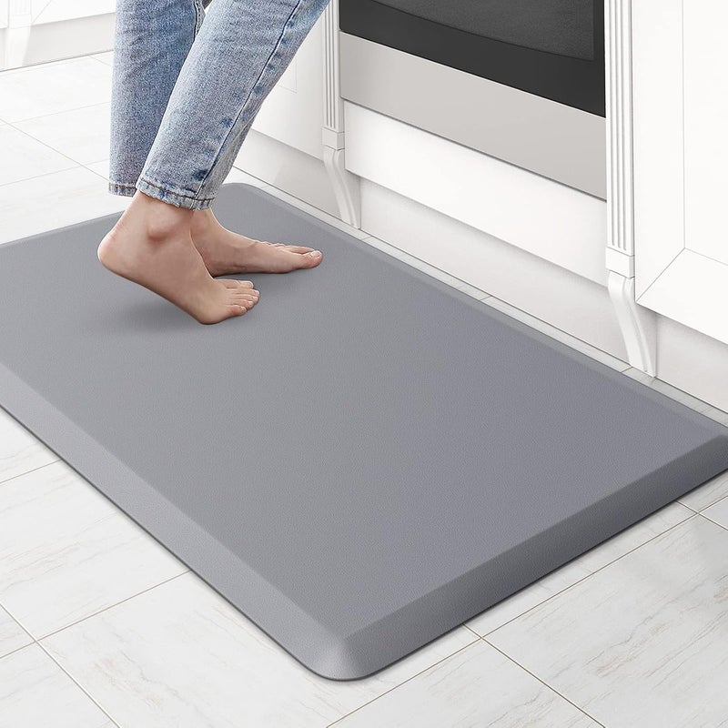 KitchenClouds Kitchen Mat Cushioned Anti Fatigue Rug 17.3"x28" Waterproof Non Slip Standing Desk Mat Comfort Floor Mats for Kitchen House Sink Office (Grey) - Image 1