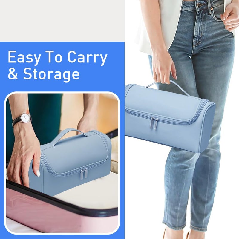 May Create MAYCREATE Polyurethane (PU) Travel Storage Bag For Dyson Air Wrap Holder Hair Styler Organizer For Airwrap Attachments Portable Storage Bag With Hanging Hook, Blue(Bag Only) - Image 5