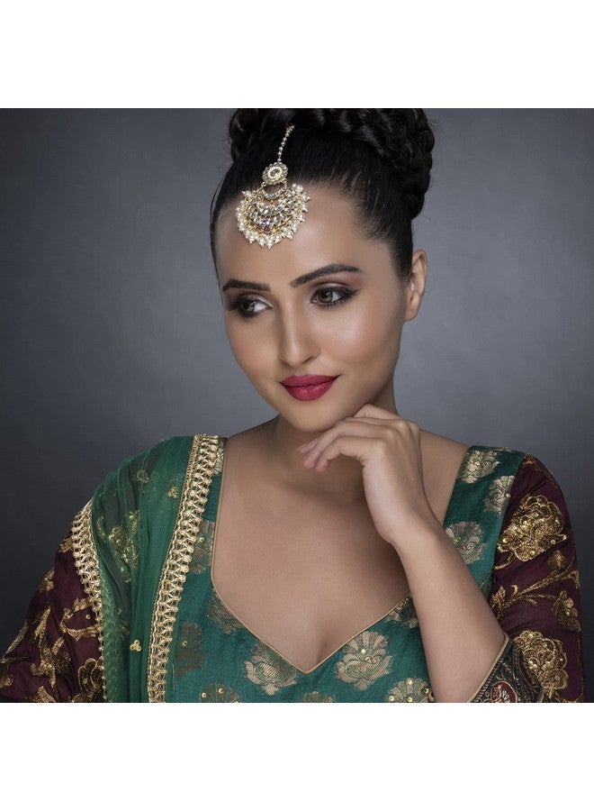 Sukkhi Charming Kundan Gold Plated Pearl Maangtikka for Women (SKR85505) - Image 5