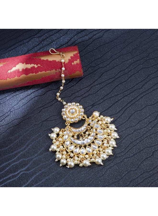 Sukkhi Charming Kundan Gold Plated Pearl Maangtikka for Women (SKR85505) - Image 3