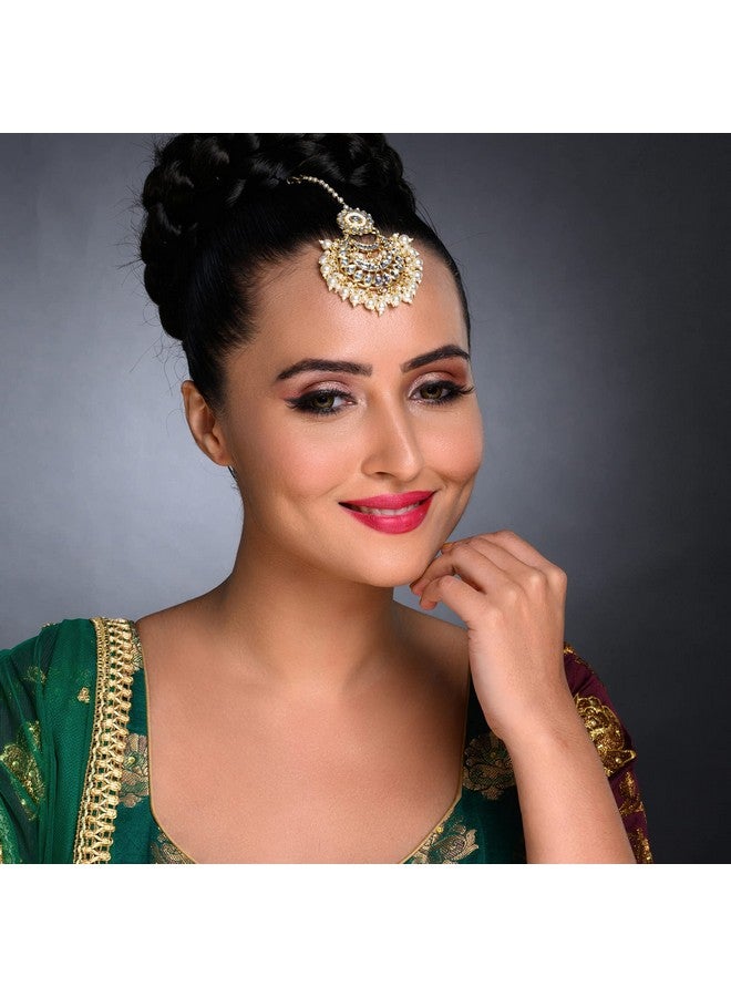 Sukkhi Charming Kundan Gold Plated Pearl Maangtikka for Women (SKR85505) - Image 4