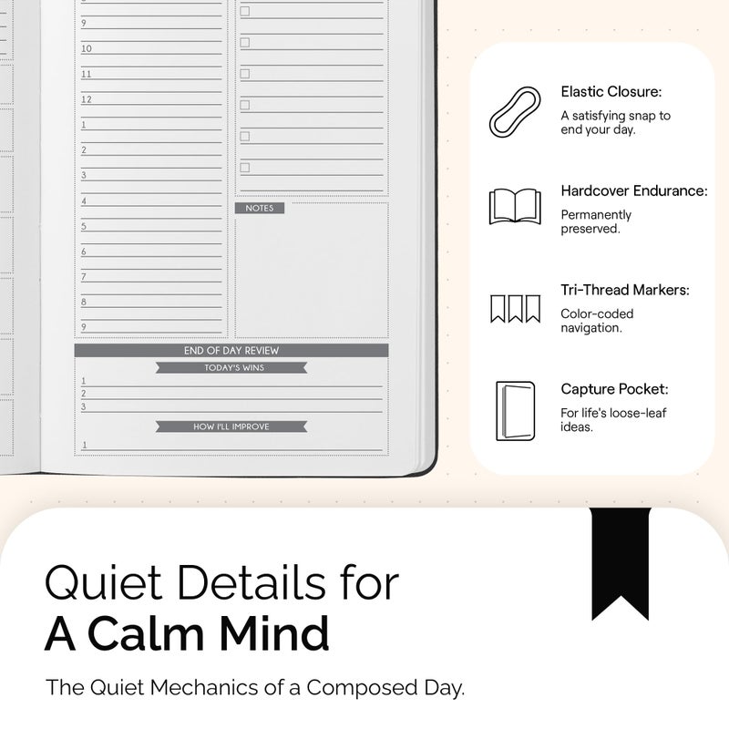 Panda Planner Classic A5 Daily Planner 2026 - Undated Quarterly & Productivity Planner with Hourly Schedule, To Do List, Daily Journal, Goal Planner, Habit Tracker & Gratitude Organizer â€“ Black - Image 5