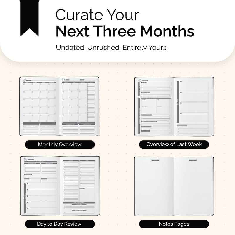 Panda Planner Classic A5 Daily Planner 2026 - Undated Quarterly & Productivity Planner with Hourly Schedule, To Do List, Daily Journal, Goal Planner, Habit Tracker & Gratitude Organizer â€“ Black - Image 4