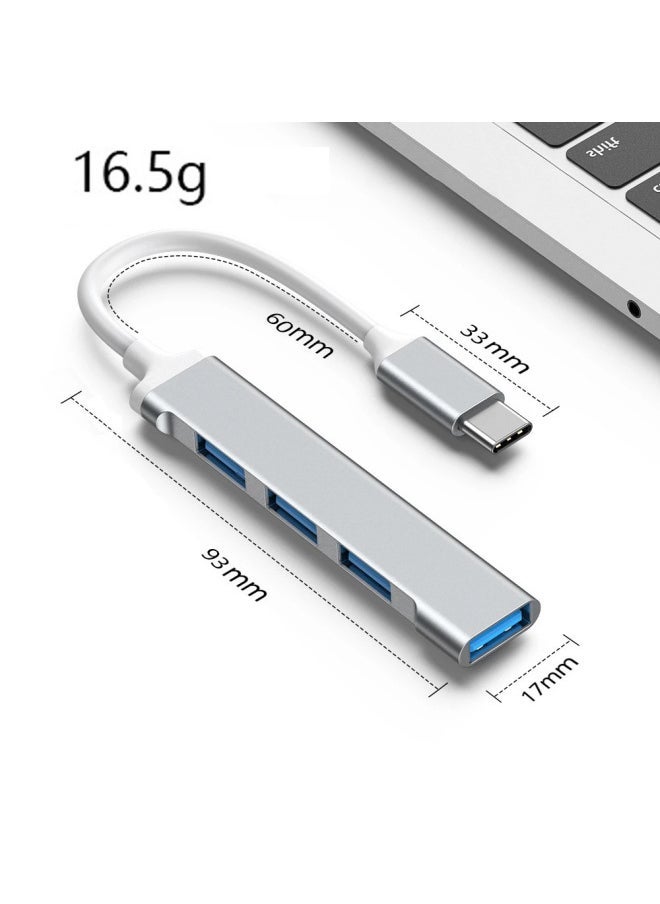 TYPE-C Extender USB Four-in-one HUB HUB Expansion Dock One-to-four Splitter Mobile Phone Docking Station-Number Of Interfaces:Single Type-c To 4usb Female Silver 3.0 - Image 1