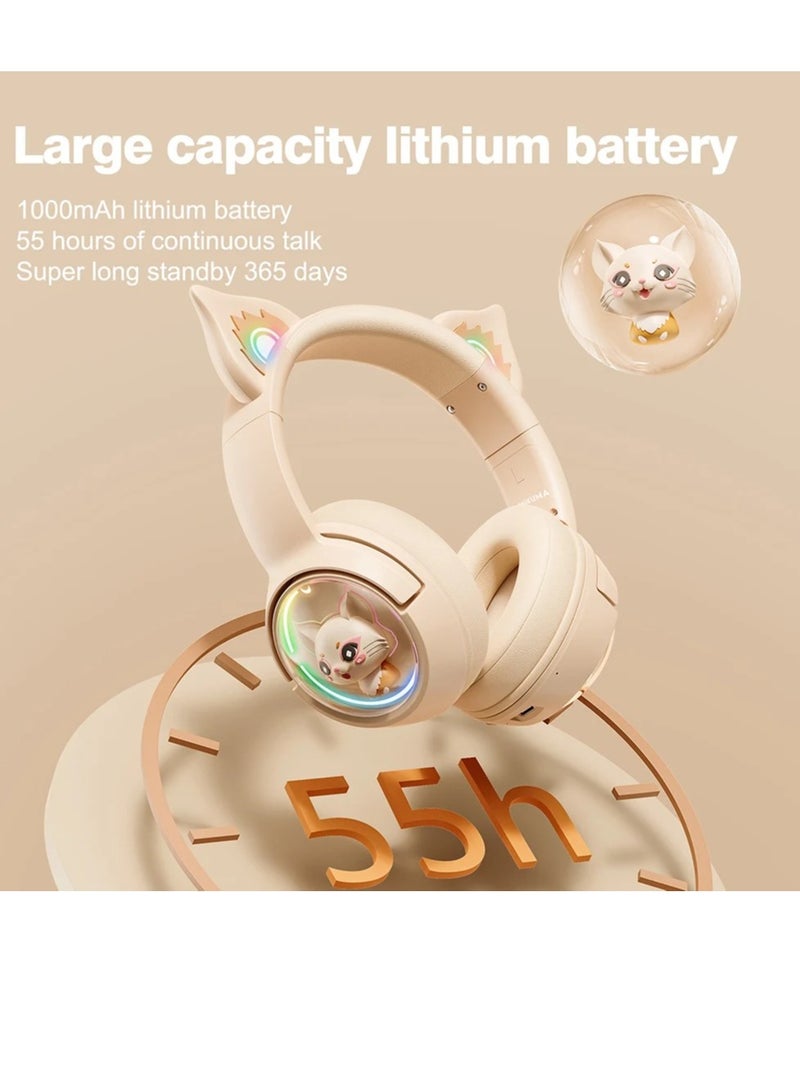 Wireless RGB Gaming Headset with Cat Ears Dynamic Lighting & Superior Sound - Image 4