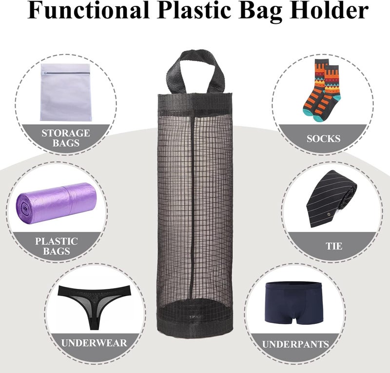 TOGETRUE Space saving Plastic Bag Holder 2 Packs Mesh Hanging Storage Dispensers (Black 2 Packs) Climate adapted upgraded quality - Image 5