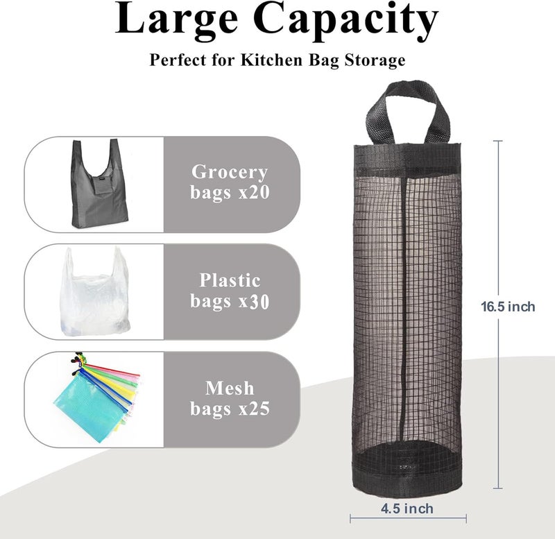 TOGETRUE Space saving Plastic Bag Holder 2 Packs Mesh Hanging Storage Dispensers (Black 2 Packs) Climate adapted upgraded quality - Image 4