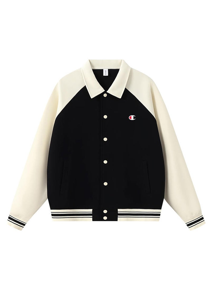 Champion Color-Block Lapel Collar Contrast Baseball Jacket - Image 3