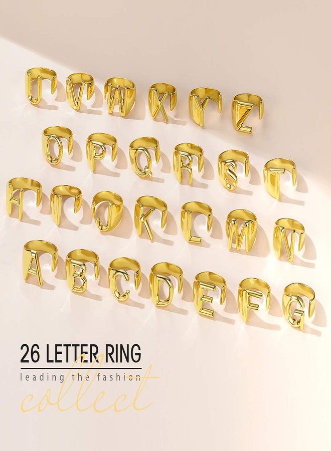 KeyStyle GoldChic Jewelry Personalized Gold Bold Initial Letter Open Ring Adjustable Women Statement Rings Party|Women’s Signet Ring|18K Gold Plated Open Alphabet Rings|Letter A to Z - Image 5